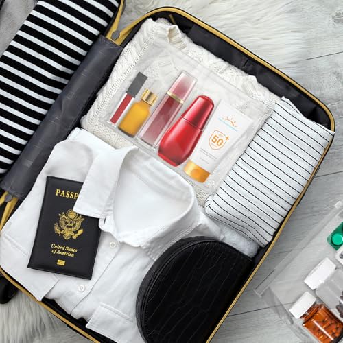 24 PCS Mini Clear Makeup Bags Bulk 7.9" x 5.9"x 2" Small Waterproof Travel Toiletry Bags Plastic Organizer Pouches with Zipper for Cosmetics, Swimsuit, Bikini, Women Men Vacation