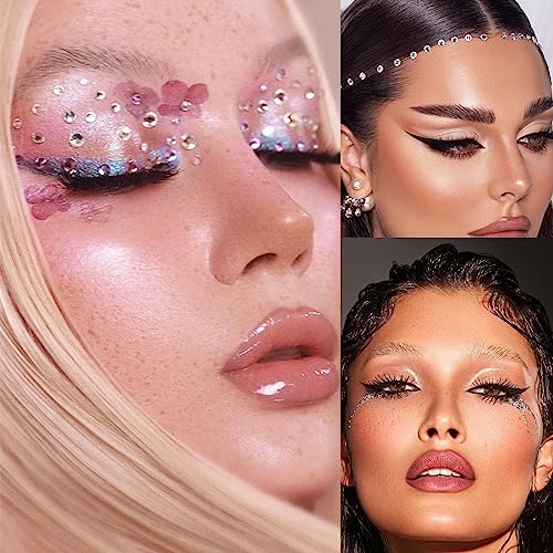 NOOEPC Hair Jewels, Clear Self Adhesive Hair Gems Prom Hair Accessories, Face Jewels Stickers for Makeup, Hair Diamonds,Hair Pearls Stick On,Bling Stickers Rhinestone for Crafts,Face,Makeup