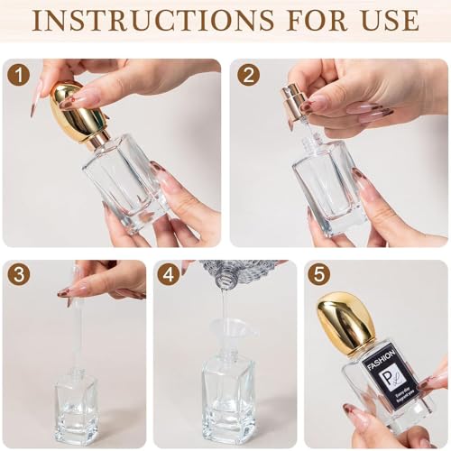 GOLDY&WENDY 6pcs Perfume Travel Refillable, Mini Glass Liquid Refill Empty Bottle, Portable Atomizer Spraye Glass Spray Bottles Toiletries Sample Dispenser