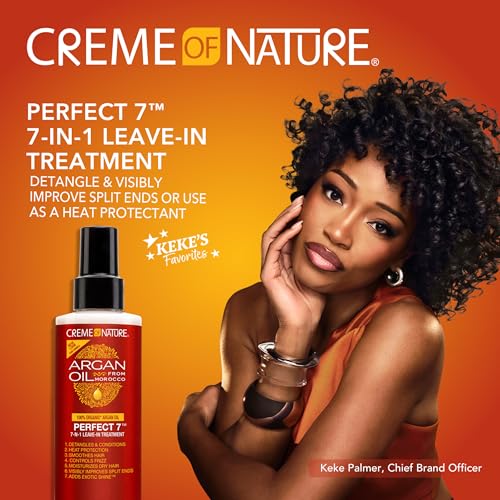 Creme of Nature Perfect 7¢â Leave-In Treatment, 7-in-1 Spray For Frizz-Control, Protects From Heat and Detangles, Infused with Argan Oil, 5.1 fl oz