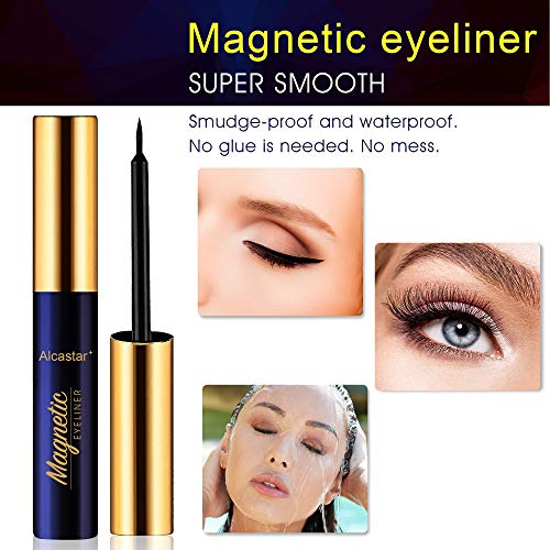 Alcastar Magnetic Eyelashes, Synthetic Fiber, Natural Look, Waterproof, No Glue Required (KIT 007)
