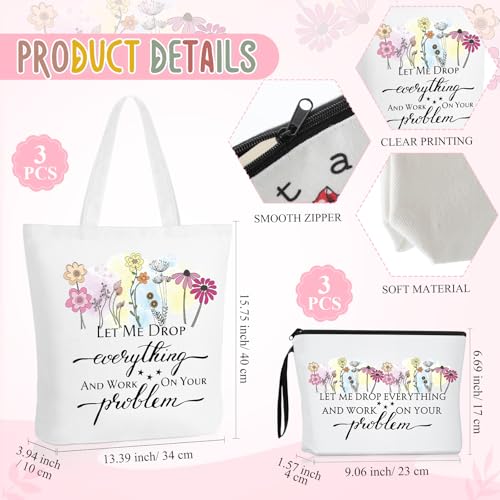 Sieral Secretary Gift Bulk for Women Tote Canvas Bag Makeup Cosmetic Bag Motivational Keychain Appreciation Favor