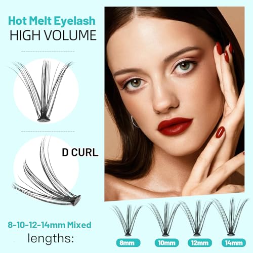 200Pcs 20Roots Individual False Lashes Mixed 8-10-12-14mm/9-11-13-15mm/10-12-14-16mm/16-18mm/18-20mm 0.07 Thickness Natural Cluster Eyelashes Makeup Volume Eye Lash Extensions (8-10-12-14mm)