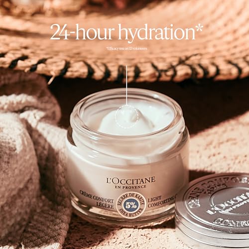L'OCCITANE 5% Organic Shea Butter Lightweight Comforting Face Cream, Moisturizes, Hydrates & Soothes Sensitive Skin, Non-Comedogenic, Vegan Skincare
