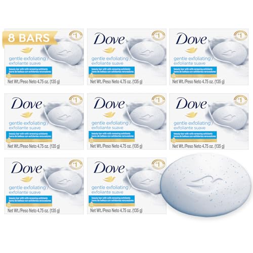 Dove Soap, Gentle Exfoliating Beauty Bar 8-Pack ? 3-in-1 Moisturizing Face, Body & Hand Soap, 4.75 Oz Ea