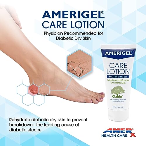 AMERIGEL Care Lotion – Hypoallergenic Moisturizer - Diabetic Skin Care - Rehydrates and Soothes Dry, Irritated Skin - 6 oz.