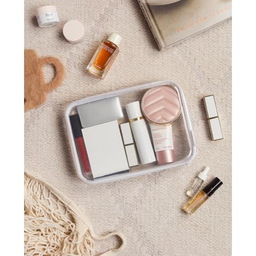 3PCS Clear Hard Shell Zipper Case,Portable Cosmetic Bag with Zipper, Diaper Bag Organizing Pouches, Kid's Toy Storage Organizer Bins,Hard Plastic Case, Christmas Storage Bins