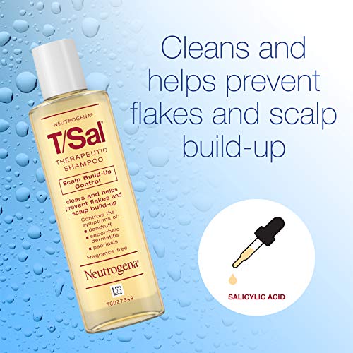 Neutrogena T/Sal Therapeutic Dandruff Shampoo, Scalp Build-Up Control, 3% Salicylic Acid,Psoriasis Treatment, Seborrheic Dermatitis Shampoo, Clears Flakes, Fragrance Free, 4.5 fl oz (Pack of 2)