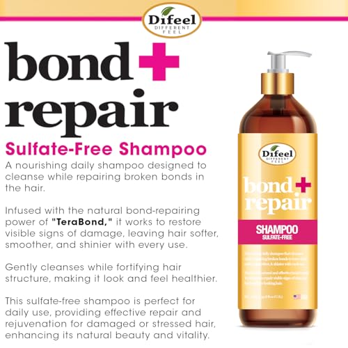 Difeel Bond & Repair Sulfate Free Shampoo, 33.8 oz - Restorative Bond Shampoo for Natural Hair