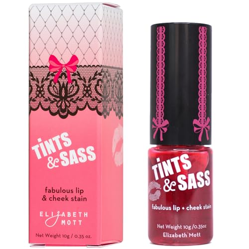 Elizabeth Mott Tints & Sass Lip and Cheek Stain ? Long-Lasting Rosy Pink Tint for Lips & Cheeks, Natural Buildable Color, Smudge-Proof, Lightweight, Cruelty-Free Makeup for All Skin Tones (10g/0.35oz)