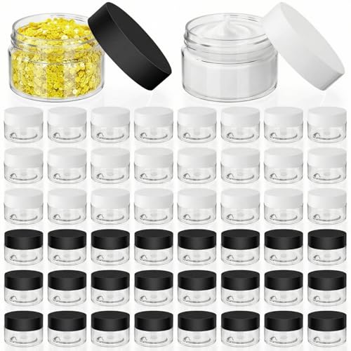 Meanplan 100 Pcs 0.7oz/20ml Plastic Containers with Lids, Clear Round Leak Proof Cosmetic Jars with Lid Wide Mouth Refillable Small Storage Containers for Lotion Cream Ointment Makeup Travel Storage
