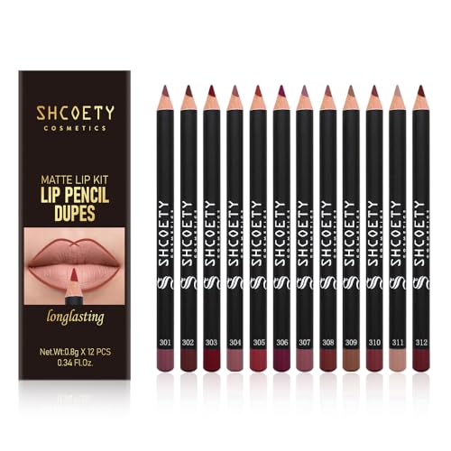 12 Colors Matte Lip Liner Set Long Lasting Waterproof Lip Liner Pencil Matte Velvet Lipstick Set Natural Soft High Pigmented Lip Makeup