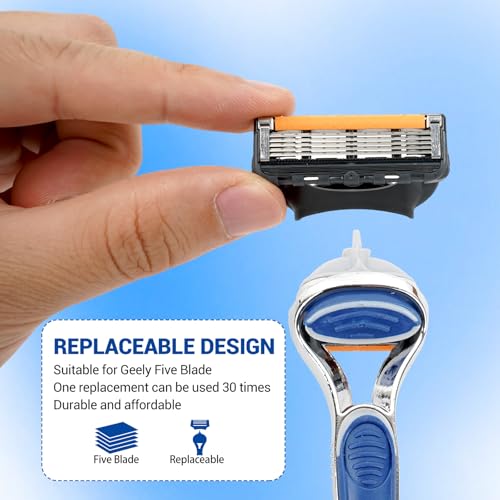 Replacement Handle Compatible with Gillette Fusion 5 Handle,2Pack Ergonomic Handles Only Fit for Gillette Fusion5 Razors for Men(Not Includes Refill heads) (Blue)