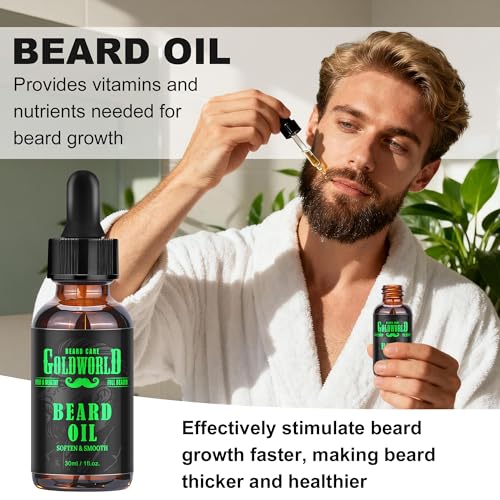 Beard Kit Beard Grooming Kit w/Beard Oil Balm Brush Comb Scissor e-Book Christmas Stocking Stuffers Gifts Ideas for Men Him Dad Boyfriend Husband Mens