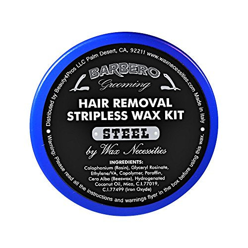 Waxness Barbero Steel Hard Wax Beads, Microwavable Wax Kit 8.45 oz (240 g) ? Stripless Hard Wax for Men¡¯s Grooming, Effective on Coarse Hair, Smooth Application, Professional Use ? Made in Italy