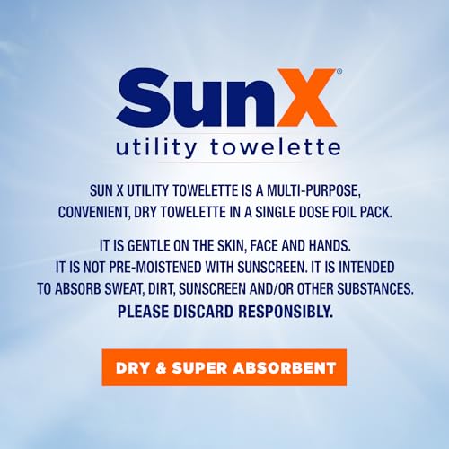 CoreTex Sun X 50 Broad Spectrum Sunscreen Packets & Dry Towels Duo Kit - Pack of 25 Paraben, Oxybenzone, Octinoxate, & Oil Free Sunscreen - No White Cast and Water Resistant Up to 80 Minutes