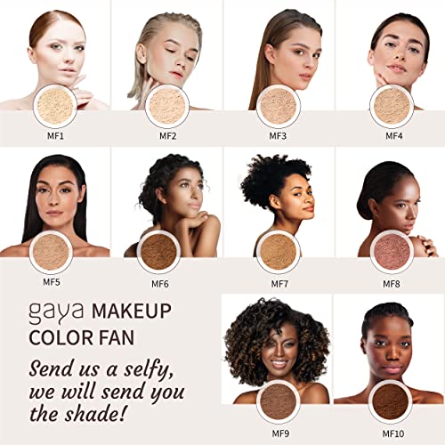 Vegan Mineral Powder Foundation Light to Full Coverage, Natural Foundation for Natural-Looking, Mica Mineral Foundation, Cruelty Free, No Chemicals by Gaya Cosmetics (MF4)
