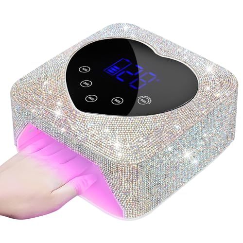 UV LED Nail Lamp,72W Rechargeable UV Light with 4 Timer Settings,Professional Curing Lamp for Gel Nails with 30 Beads (Diamond)
