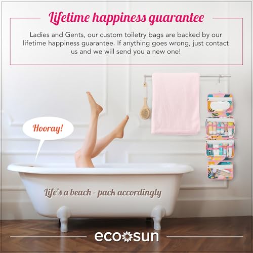 Eco Sun Hanging Travel Toiletry Bag ? Designed in Hawaii ? Water-resistant Travel Organizer for Bathroom Accessories