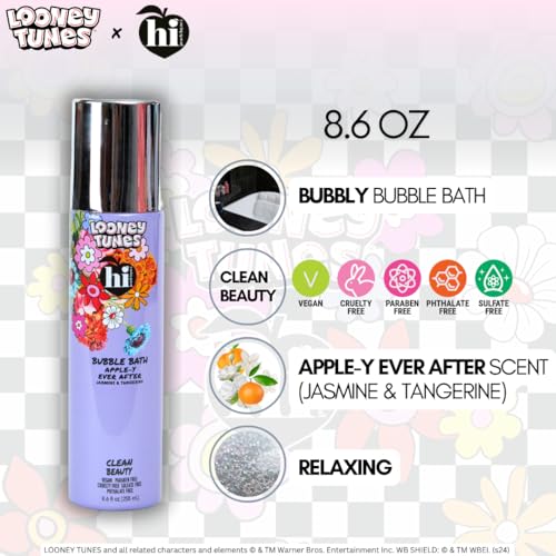 Looney Tunes x Hi Peach Layne Premium Bath Gift Set in Lenticular Box, containing a10 fl oz Body Wash, 8 oz Body Cream, 4.5 oz Bath Bomb and a Friendship Loofah