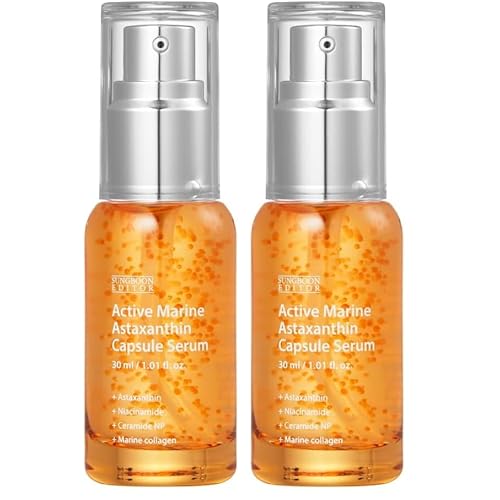 SUNGBOON EDITOR Active Marine Astaxanthin Serum | Niacinamide, Tranexamic Acid, Hyaluronic Acid, Hydrating Serum for Even Skin Tone, Korean Skin Care, 30ml,1.01 fl.oz (Pack of 2)