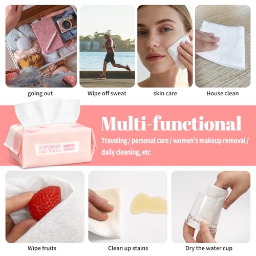 800 Count Face Towels,Super Soft and Thick Face Cleansing Towelettes for Sensitive Skin, Disposable Facial Towels for Makeup Removal and Clean Skin,Biodegradable Facial Towel,(8 Box)