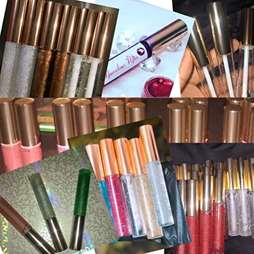 30 Plastic PET Lip Gloss Tubes 10ML Balm Container Clear Stopper Rose Gold Lot