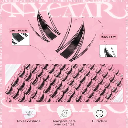 Fairy Lash Clusters Kit Spiky Manga Lash Clusters D Curl 144Pcs 8-18mm Lash Extension Kit Wispy Invisible Band Lashes Kit with Bond and Seal,Remover,Applicators DIY at Home(Fairy)