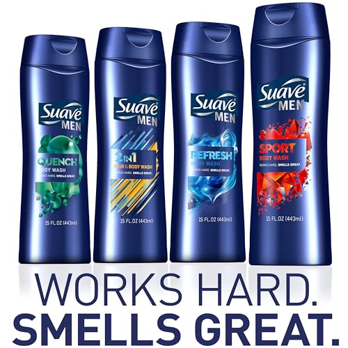 Suave Men Moisturizing Body & Face Wash, With Cedarwood and Mandarin Scent, No Parabens, No Phtahaltes, 18 Oz Pack of 6