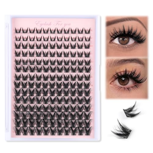 Lash Clusters Wispy 280pcs, 9-16mm Mixed Length Individual Lash Extensions, DIY Natural Volume Lashes with Soft Thin Band