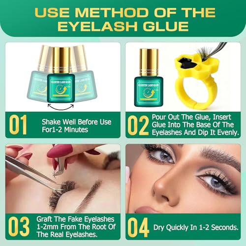 8ML Eyelash Extension Black Glue & Remover Kit - 1-2s Drying, 6 Weeks Strong Hold, Low Irritation Remover for Professional Salon, Home DIY & Special Occasions, Waterproof Eyelash Extension - New 3