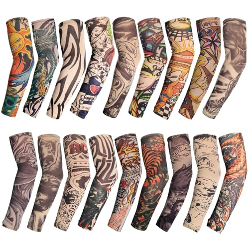 HOVEOX 18Pcs Temporary Tattoo Arm Sleeves for Men Women - Fake Tattoo Sleeves