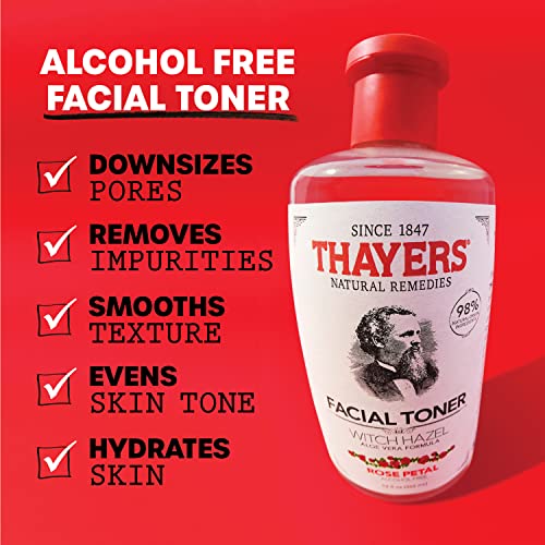 Thayers Facial Toner, Witch Hazel with Aloe Vera, Rose Petal, 12 Fl Oz (Pack of 2)