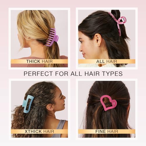 Scunci by Conair 8 piece claw clips set - claw clips for thick hair - hair accessories for women - Pastel Colors