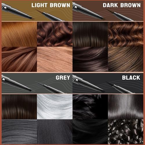 4-Fork Tip Microblading Eyebrow Pen - 2-in-1 Waterproof Eyebrow Pencil, Long-Lasting Natural Hair-Like Brows, Smudge-Proof & Easy to Use (01#Light Brown)