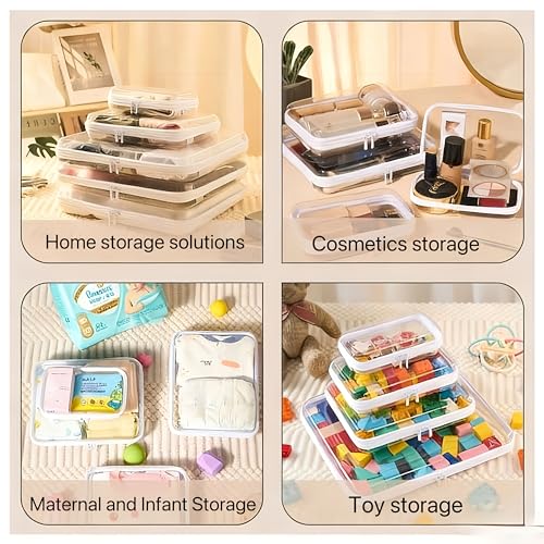 Clear Hard Shell Zipper Case, Clear Zipper Pouches for Travel, Toiletries, Makeup, Electronics & Pencils£¨5Pcs, Large£©