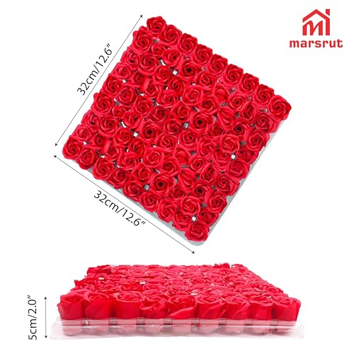 Marsrut 81Pcs Bath Soap Rose Flower, Scented Soap Rose Petals Body Soap for Valentine's Day, Wedding, Anniversary, Birthday, for Her Red
