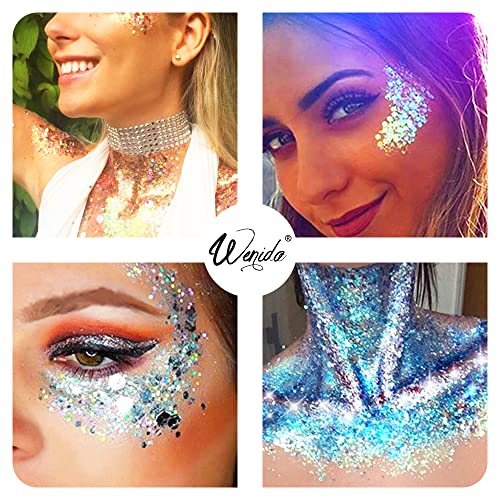 Body Glitter Wenida 8 Colors Iridescent Ultra Sparkle Opal Chunky Glitter Cosmetic Festival Makeup Powder for Nail Hair Eye Face