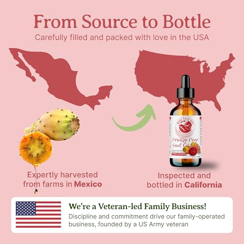 Bella Terra Oils - Prickly Pear Oil 16oz - Delve into the Cactus Oil Charm, Steeped in Calcium & Potassium, A Rare Gem for Timeless Beauty