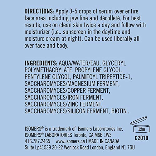 Isomers Copper P (Peptide) Concentrate Serum - Anti-Wrinkle Effect Face Serum, Replenishes, Hydrates & Restores Skin, 30ml