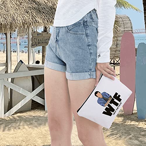 LEVLO Family Modern TV Show Cosmetic Make Up Bag Phil Dunphy Fans Gift WTF Why The Face Modern Family Makeup Zipper Pouch Bag For Friend Family (WTF Why The Face)
