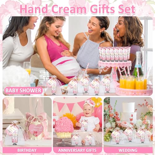 60 Sets Baby Shower Hand Cream Gifts, Baby Shower Party Favors for Guests, Hand Cream Set for Bridal Wedding Thank You Gifts, Travel Size Hand Lotion Bulk (Girl)