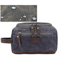 Toiletry Bag For Men Dopp Kit Durable Waxed Cotton Canvas With Leather Handle Toiletry Organizer Water-resistant Shaving Bag for Toiletries (Waxed Canvas, Grey)