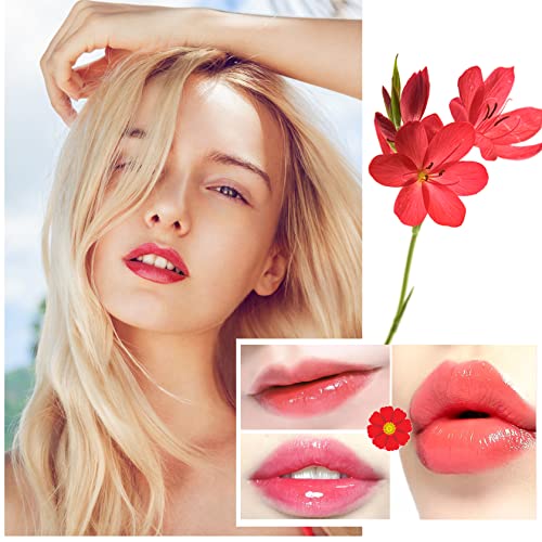 3 Pack Crystal Flower Jelly Lipstick,Magic Color Changing Lipstick,PH Clear Temperature Color Changing Lip Gloss,Lip Balm,Long Lasting Nourishing Moisturizing Lip Stick Set J