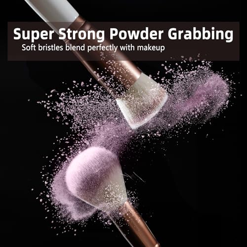 OMANIAC Makeup Brush Set Professional, 20Pcs Pearlescent Wood Handle Makeup Brushes, Premium Cruelty-Free Synthetic Fiber Hair, Travel Make up Brushes Set with Case (Purple)