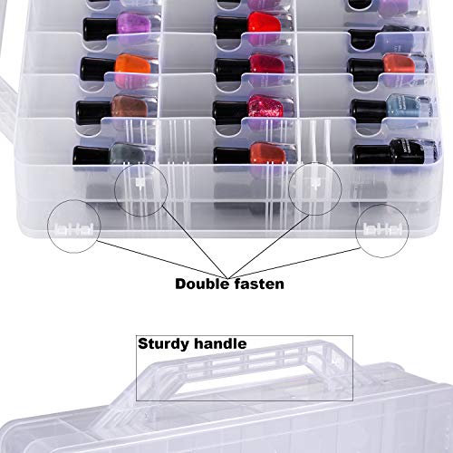 DreamGenius Gel Nail Polish Organizer Case for 48 Bottles, Nail Polish Organizer Case Holds 42 Bottles (15ml/0.5 fl.oz), Clear and Black