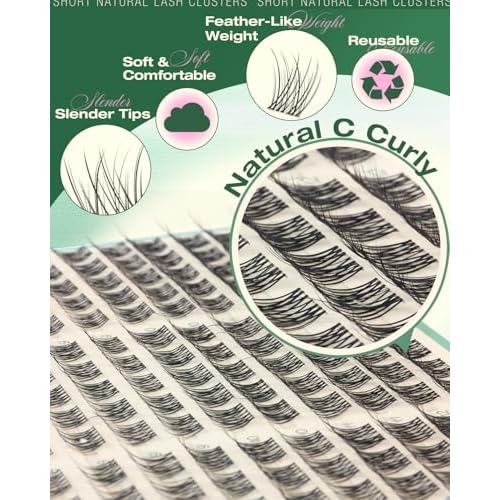 Short Lash Clusters 8-12MM Natural Eyelash Clusters Invisible Band Cluster Eyelash Extensions Wispy Cluster Lashes C Curly Individual Lashes 150PCS DIY Lash Extension by Lvmixwig