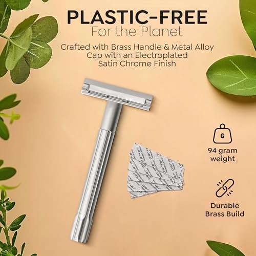 Parker Safety Razor, The SOLOEDGE ? Single Edge Razor with Magnetic Head & 100 Platinum SE Blades ? Precision Shaving, Reusable & Plastic-Free Razor for Men & Women