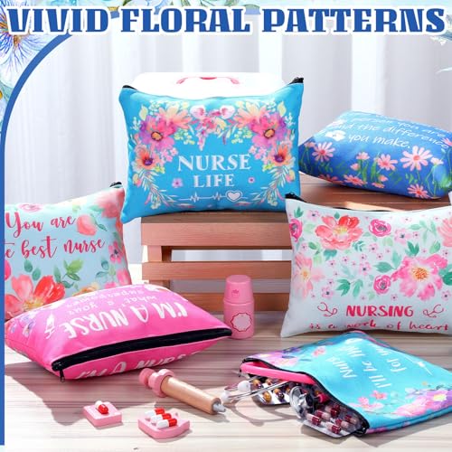 Photect 12 Pcs Nurse Cosmetic Bag Nurse Survival Kit Makeup Canvas Bags Nursing Zipper Pouch Nursing Practitioner Gift for Nurses Appreciation Week Graduation Retirement Thank You Gifts Supplies