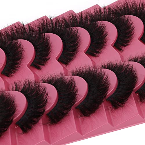 False Eyelashes Thick 8D Volume Wispy Faux Mink Lashes Cat-Eye 16 mm Dramatic Mink Lashes 7 Pairs Pack Eyelashes Multipack by FANXITON